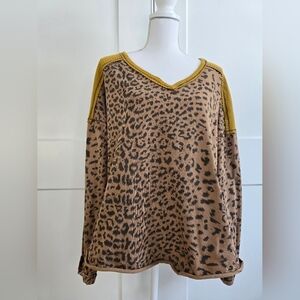 Hailey & Co Leopard Print Sweater with Mustard Accents